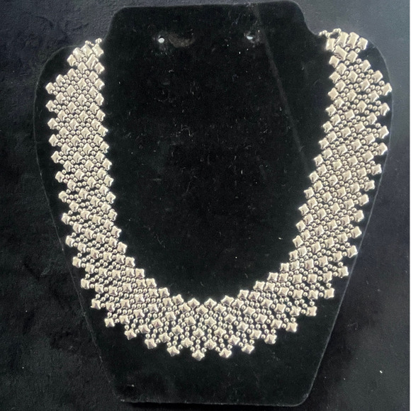 Sergio Gutierrez Liquid Metal by SG beaded mesh necklace. NWOT - Picture 2 of 6